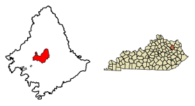Rowan County Kentucky Incorporated and Unincorporated areas Morehead Highlighted 2153418.svg