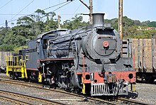 Saiccor's Borsig- built no. 2697 with domeless boiler and Type MP1 tender, Exchange Yard, Umkomaas, 2 July 2012 Saiccor No. 1 - Ex SAR Class 19D No. 2697.jpg