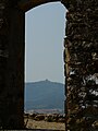 Ermita de Sant Ramon Nonat vista a través d'una finestra de Castellciuró