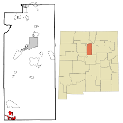 Zemljovid uključenih i neuključenih područja u okrugu Santa Feu. Položaj Edgewooda označen osjenčeno.