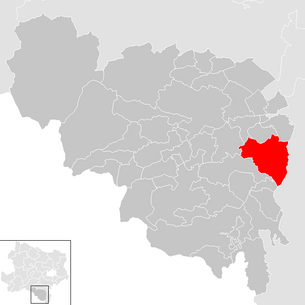 Lage der Gemeinde Scheiblingkirchen-Thernberg im Bezirk Neunkirchen (anklickbare Karte)