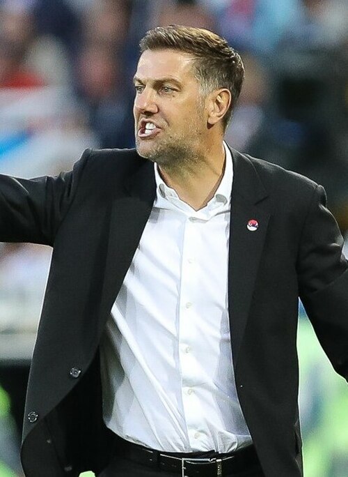 Krstajić as Serbia manager at the 2018 FIFA World Cup