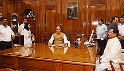 Shri Rajnath Singh taking charge as the Union Minister for Defence, in New Delhi on June 01, 2019.jpg