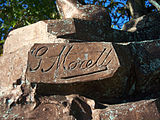 Signature of Giuseppe Moretti on the base of one of his panthers on the Panther Hollow Bridge