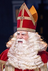 Saint Nicholas, known as Sinterklaas in the Netherlands, is considered by many to be the original Santa Claus Sinterklaas 2007.jpg