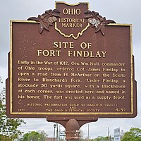 Historical marker for the site of the fort in present-day Findlay, Ohio Site of Fort Findlay Historic Marker 4-32.jpg