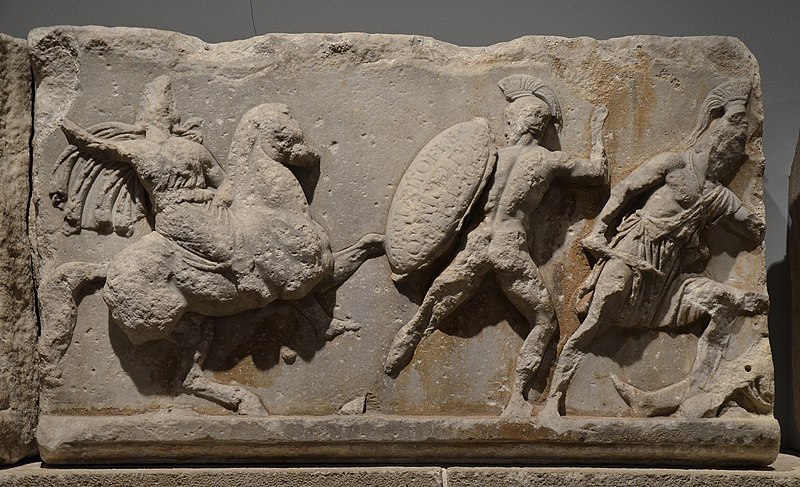 File:Slab from the Amazonomachy frieze from the Mausoleum at Halikarnassos, Mausoleum at Halicarnassus, British Museum (8244586177).jpg