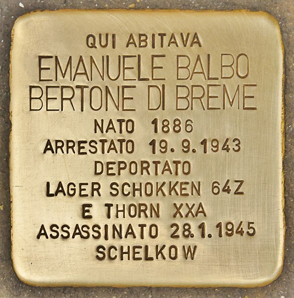 File:Stolperstein für Emanuele Balbo Bertone Di Breme (Torino).jpg