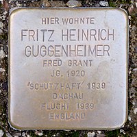 Stumbling block for Fritz Heinrich Guggenheimer (1920) in Memmingen.jpg