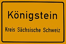 Verkehrsschild Stadt Königstein – Kreis Sächschische Schweiz