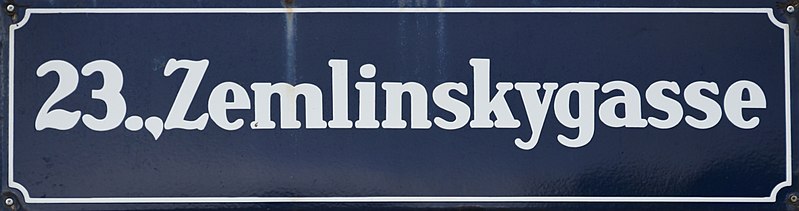 Datei:Straßenschild Zemlinskygasse (Wien).jpg