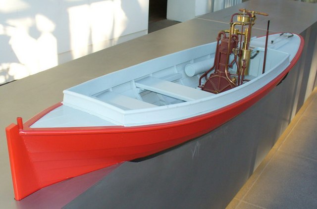 Model of the first motor boat constructed by Gottlieb Daimler and Wilhelm Maybach in 1886
