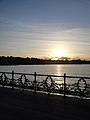 The sun setting from Ryde Pier, Ryde, Isle of Wight in November 2011.