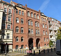 Synagoge Rykestraße, gatefasade, hovedinngang ligger mot gårdsrom