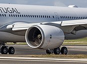 Rolls-Royce Trent 7000 dont taille supérieure mais moins de consommation de carburant. TAP Air Portugal à Lisbonne.