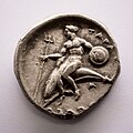 Taras - 344-334 BC - silver didrachm - young warrior with horse - youth riding dolphin - München SMS