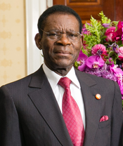 Teodoro Obiang Nguema Mbasogo of Equatorial Guinea is Africa's longest serving dictator. Teodoro Obiang.png