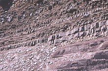 Layers of Torridonian sandstone exposed near Diabaig Torridonian Sandstone.jpg