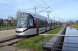 Tramlijn 25 met 15G tram op de openingsdag aan de halte Amstelveen Westwijk; 13 december 2020