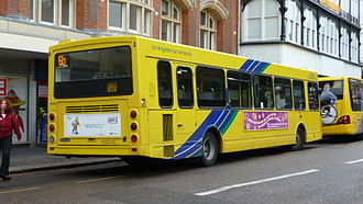 A Yellow Buses Dennis Dart SLF/East Lancs Spryte, in Bournemouth, Dorset. Transdev Yellow Buses 489 S399 HVV rear.JPG
