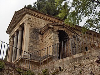Temple of Clitumnus Medieval church in Campello sul Clitunno, Italy