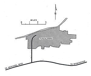A map illustrating the conceptual north-south route of I-359 from I-59 into the city of Tuscaloosa.