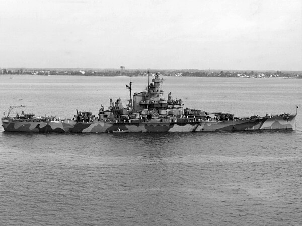 USS Indiana while on trials, 8 September 1942