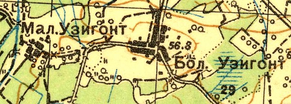 Plano del pueblo de Uzigonty.  1931