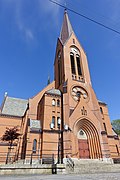 Vår Frelsers kirke Kilisesi (Nygotisk Halleland 1899) Skåregata Haugesund Norveç 2020-06-08 Güneşli öğleden sonra mavi gökyüzü vb 09814.jpg