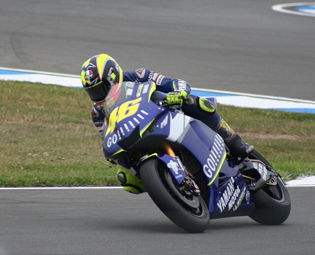 Valentino Rossi, riding his Yamaha in the MotoGP race. Rossi went on to win the race.