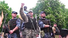 Valery Bolotov proclaims the Act of Independence of the Luhansk People's Republic, 12 May 2014