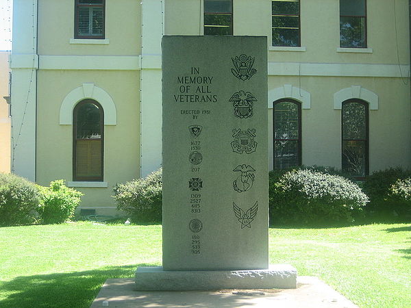 Veterans Memorial at Bastrop County Courthouse