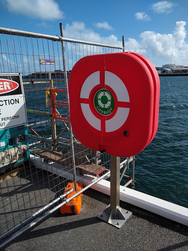 Orange lifebuoy at Fremantle Harbour.