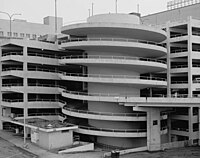 View of parking deck spiral exit ramp detail, from northwest looking southeast. - Rich's Downtown Department Store, 45 Broad Street, Atlanta.jpeg