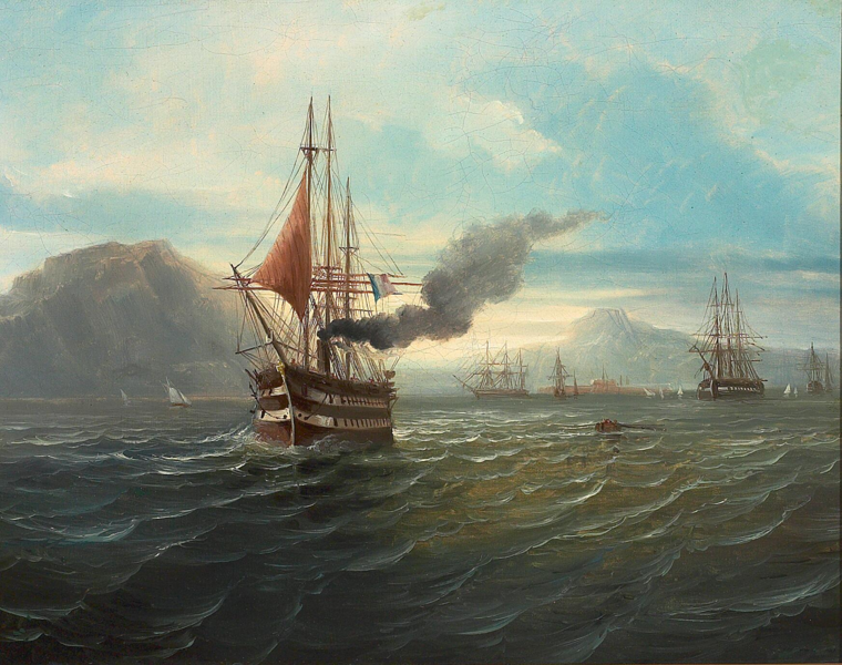 File:Vilhelm Melbye - Et fransk dampdrevet linjeskib ved Bosporus.png