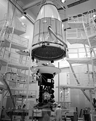 Voyager 2 spaceprobe is encapsulated for the launch