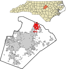 Wake County North Carolina incorporated and unincorporated areas Wake Forest highlighted.svg