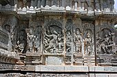 Wall panel relief of deities in the Kedareshwara temple at Halebidu Wall panel relief sculpture in the Kedareshwara temple at Halebidu.JPG