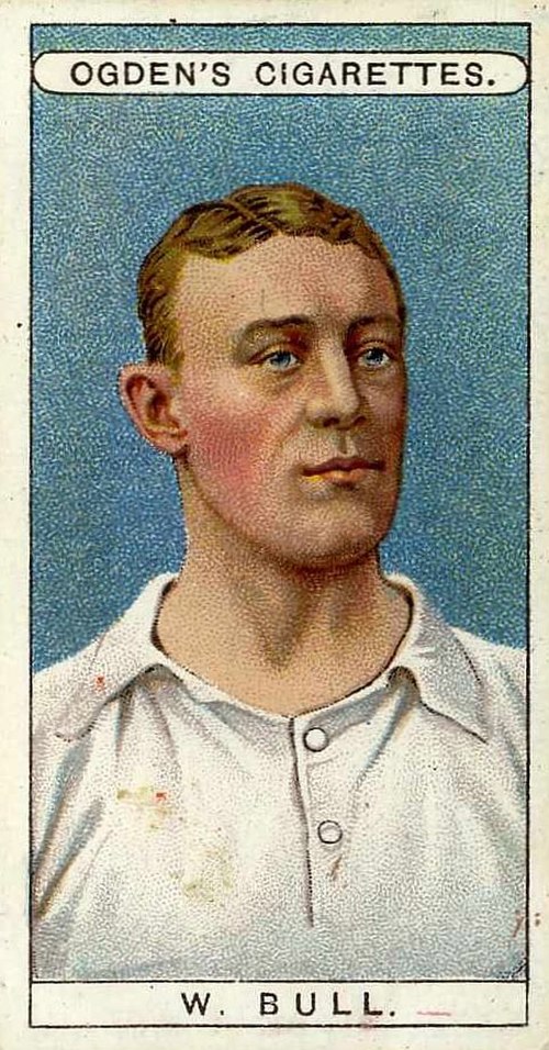 English footballer Walter Bull depicted on an Ogden's card, c. 1906