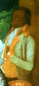 Detail from The Washington Family by Edward Savage (1789-96). This servant probably is either Christopher Sheels or William Lee. Washington's slave.jpg