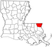 Localização da paróquia no Estado de Louisiana