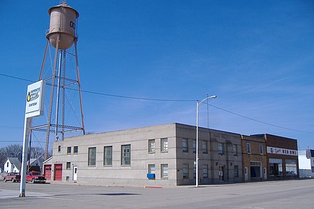 Water Tower and businesses from 3rd and Main - panoramio.jpg