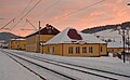 Bahnhof Lawotschne, Rajon Skole, Ukraine; kleiner Provinzbahnhof, aber mit Stil