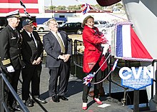 Susan Ford Bales, daughter of President Gerald R. Ford, christens Gerald R. Ford. 131109-N-KK576-270.jpg