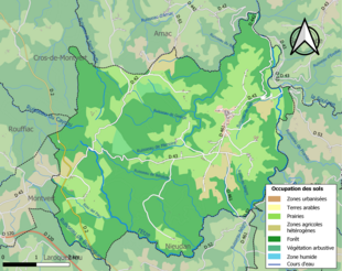 Barevná mapa znázorňující využití půdy.