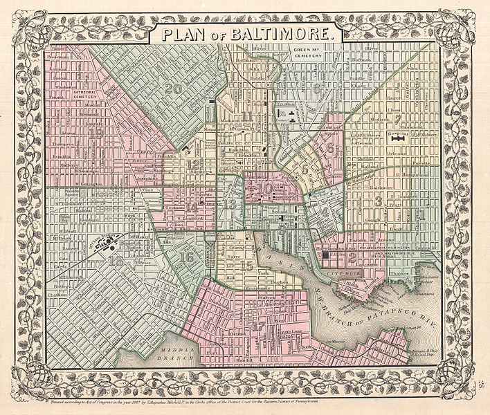 File:1867 Mitchell Map of Baltimore, Maryland - Geographicus - Baltimore-mitchell-1867.jpg