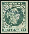 5 c blue-green on vertical laid paper, issue 1879, pen cancelled. Michel N°32ay.