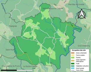 Kolorowa mapa przedstawiająca użytkowanie gruntów.