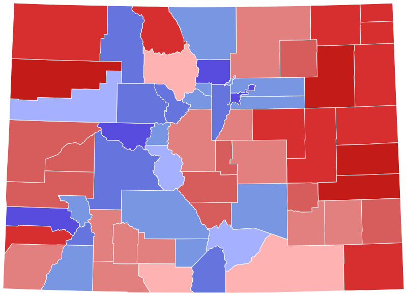 File:2018 Colorado gubernatorial election results map by county.svg