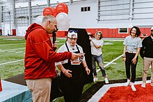 NC State Football Coach Dave Doeren with 321 Barista Sam at the launch of "Greater Good" 321GreaterGoodCoach.jpg